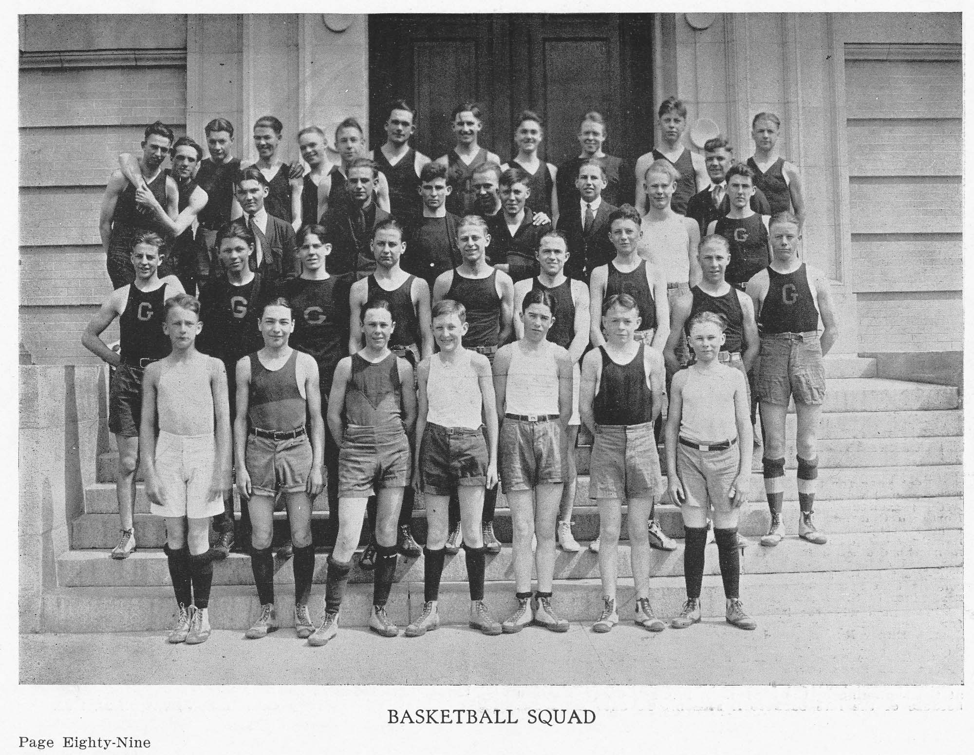 Dauth Family Archive - 1922 - Spud Yearbook - June Dauth With The Basketball Squad