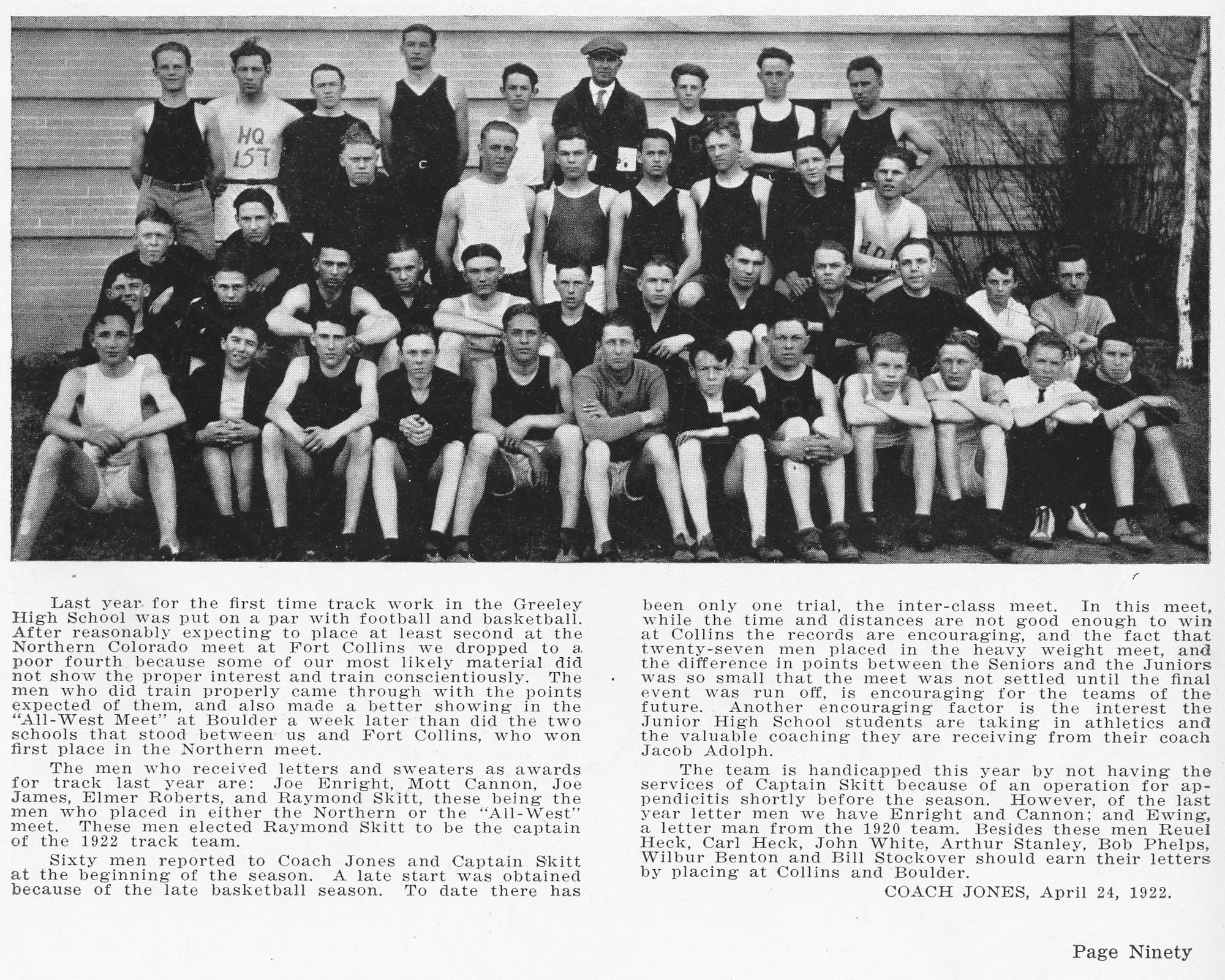 Dauth Family Archive - 1922 - Spud Yearbook - June Dauth With The Track Team