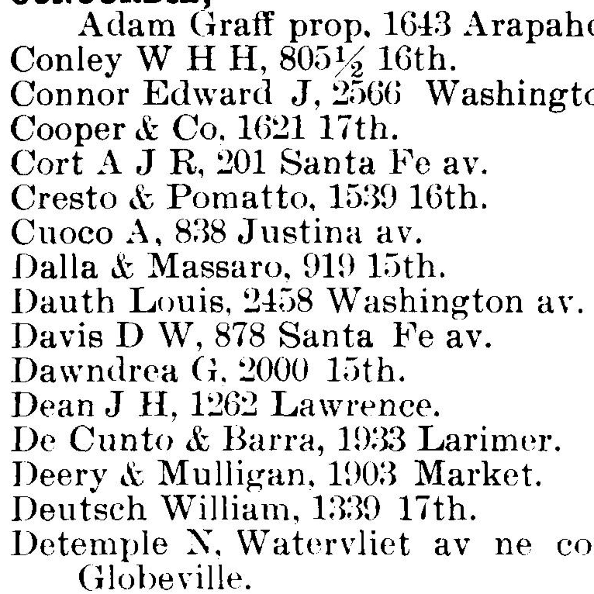 Dauth Family Archive - 1894 - Denver Directory - Entry For Louis Dauth