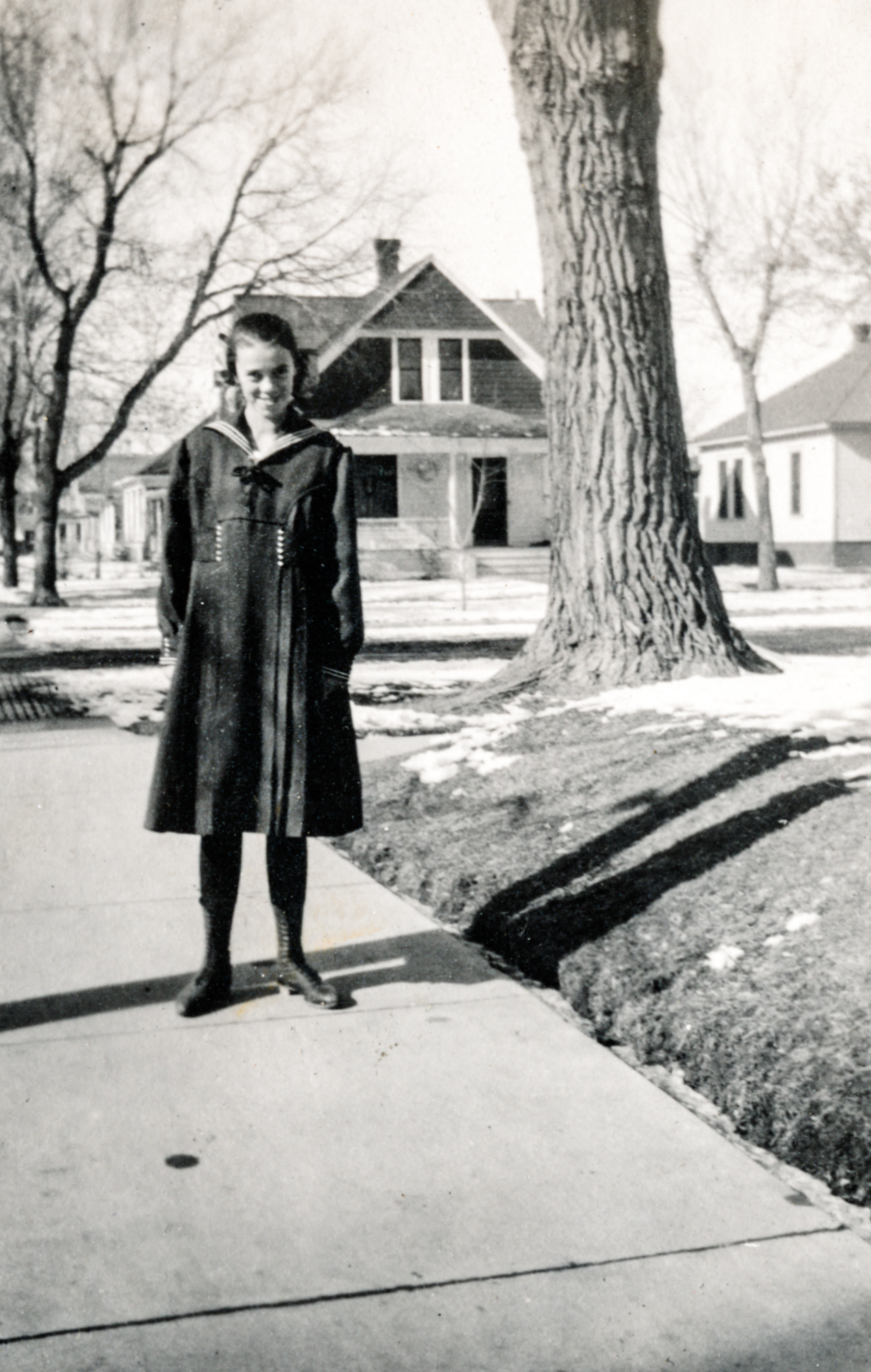 Dauth Family Archive - Circa 1915 - Elizabeth Dauth on Sidewalk