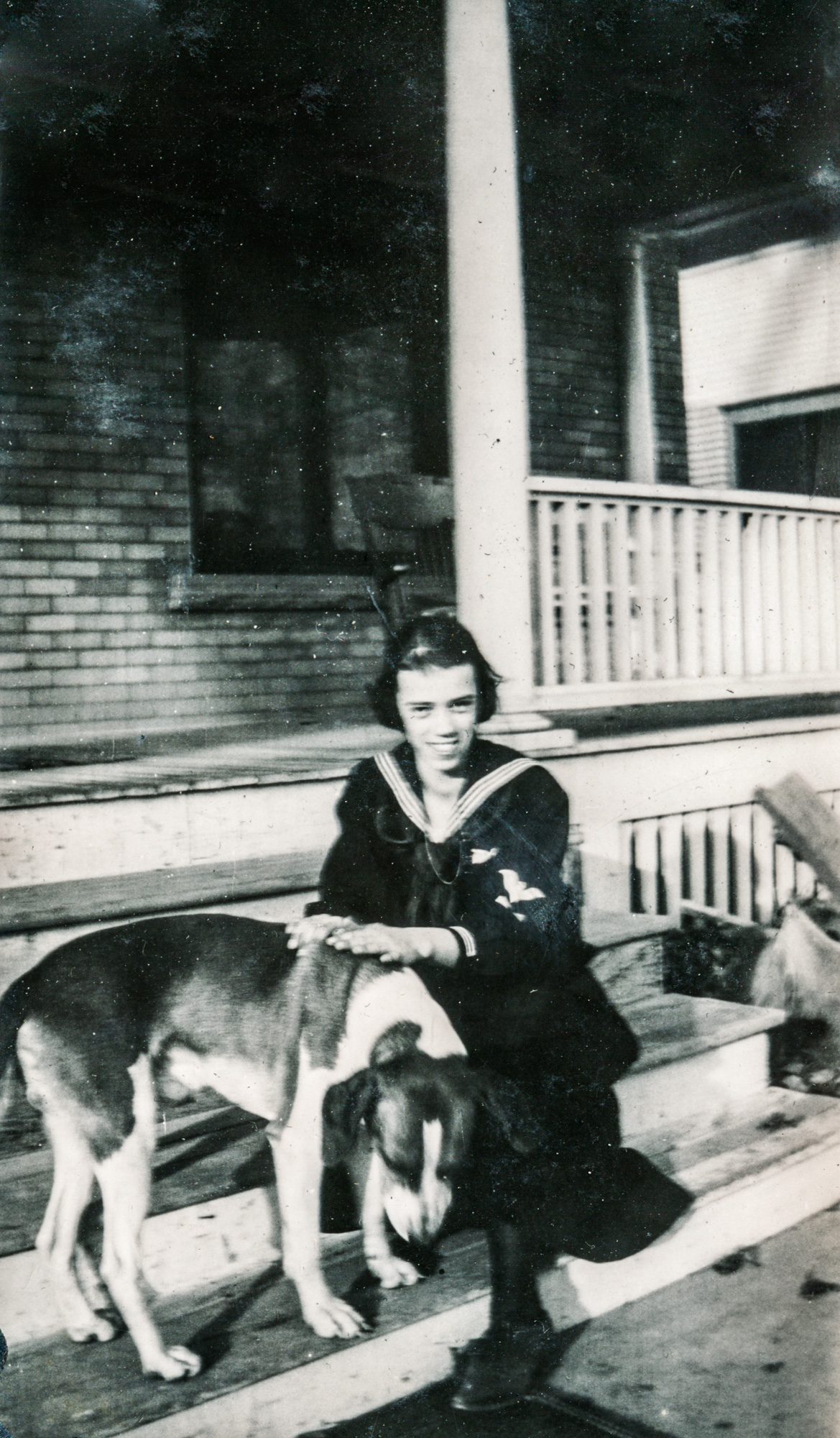 Dauth Family Archive - Circa 1915 - Elizabeth Dauth with Dog
