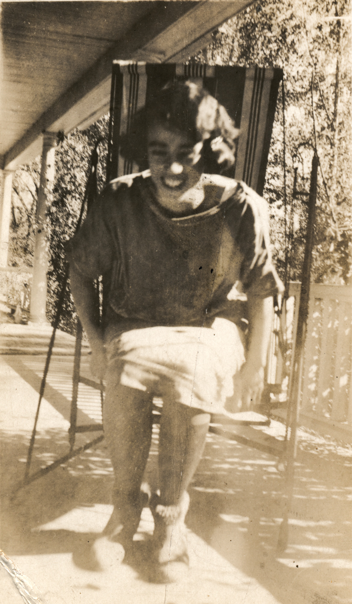 Dauth Family Archive - Circa 1921 - Elizabeth Dauth Sitting On Porch Chair