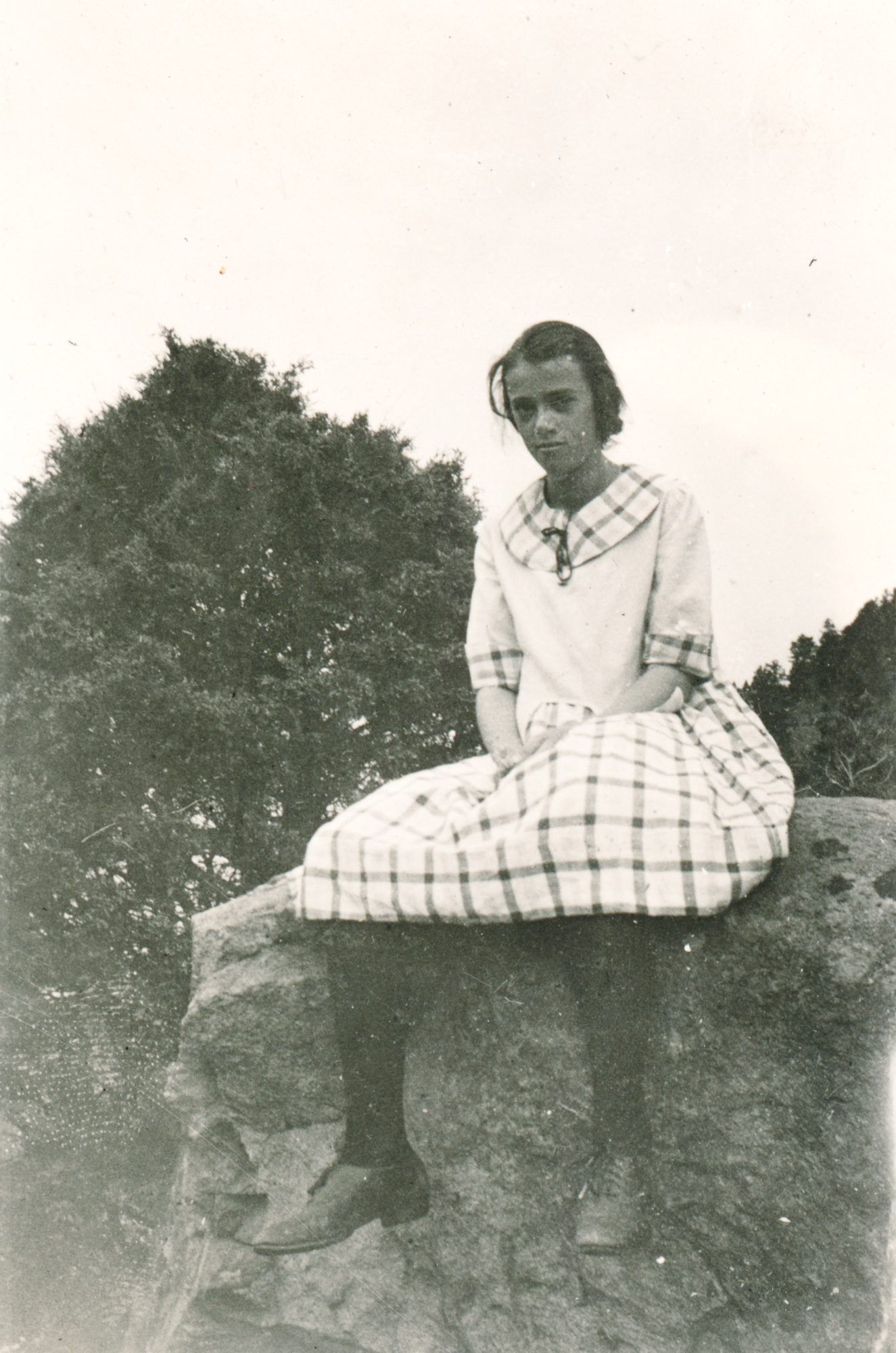 Dauth Family Archive - Circa 1921 - Elizabeth Dauth Sitting On Rock