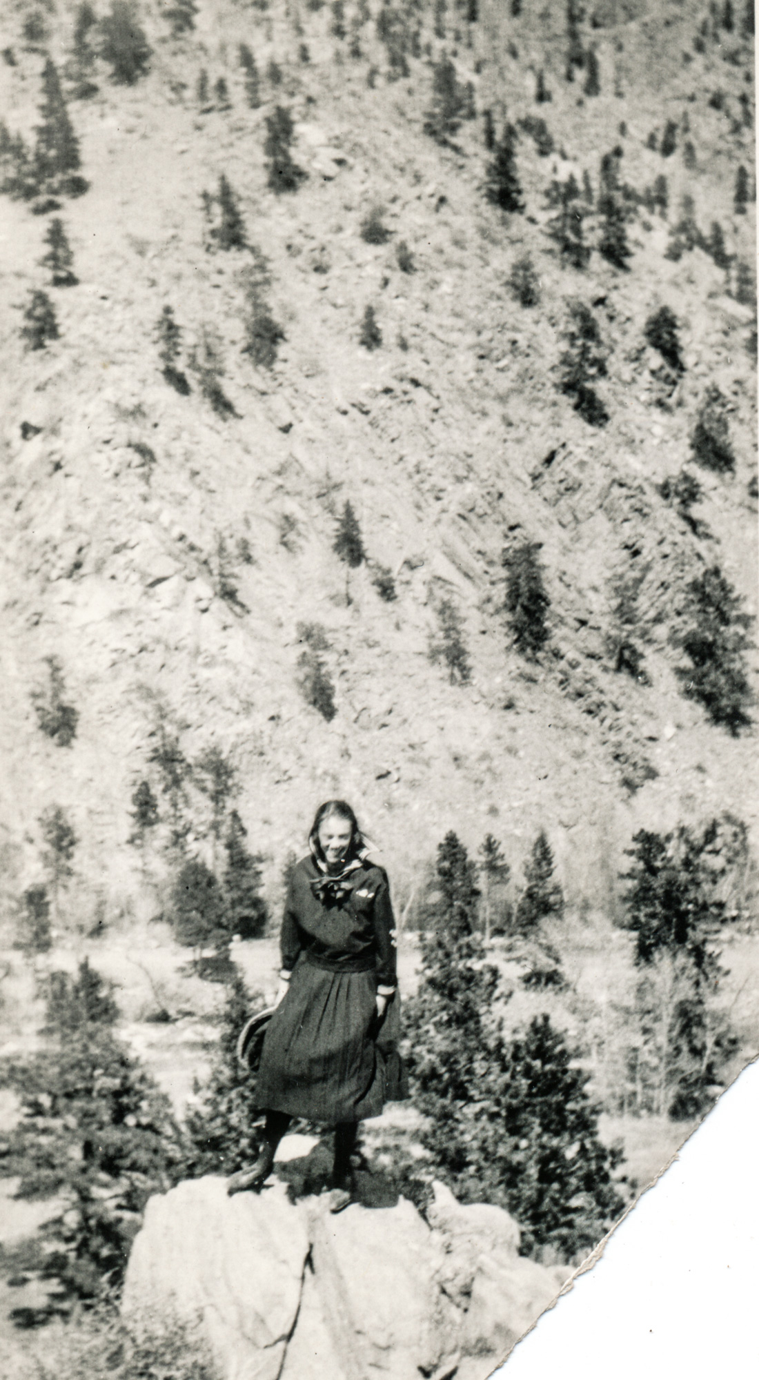 Dauth Family Archive - Circa 1923 - Elizabeth Dauth Above Idlewild Lodge