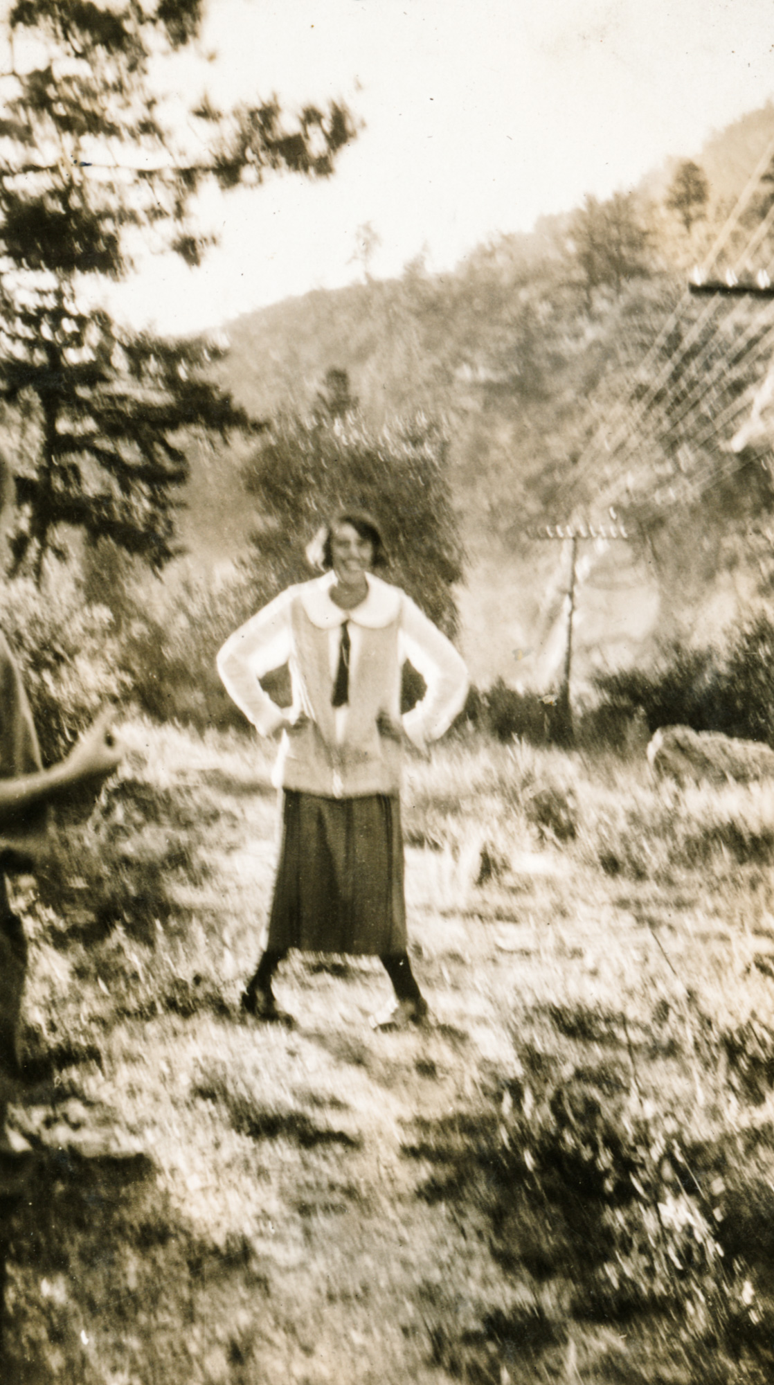 Dauth Family Archive - Circa 1923 - Elizabeth Dauth Behind Idlewild Lodge