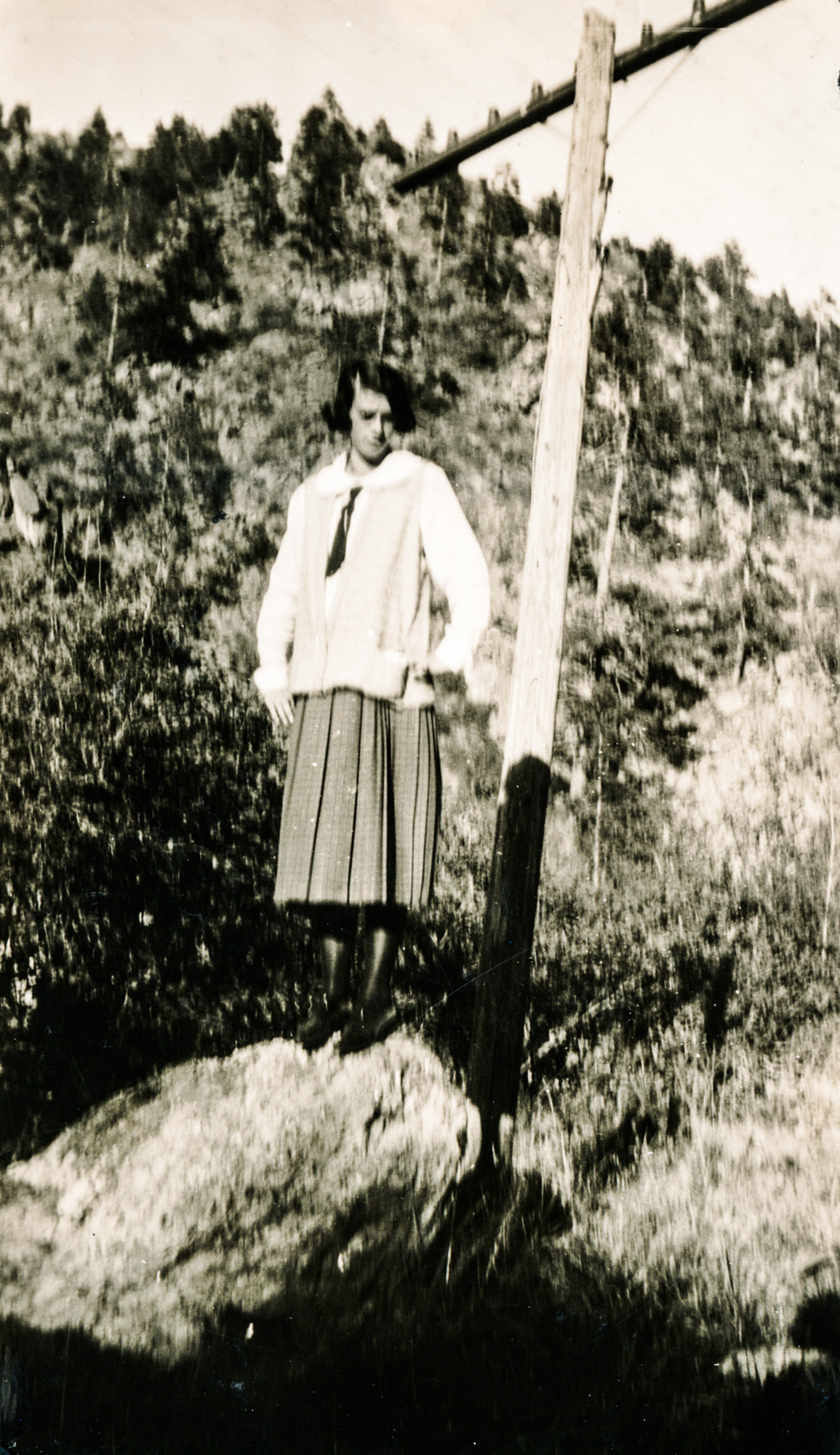 Dauth Family Archive - Circa 1923 - Elizabeth Dauth Behind Idlewild Next To Electrical Lin