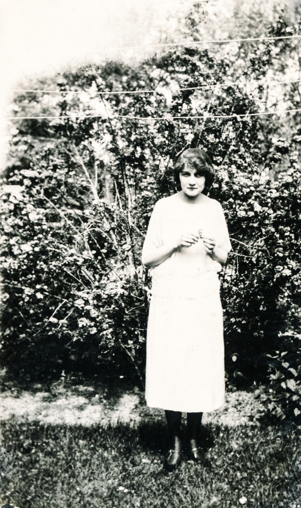 Dauth Family Archive - Circa 1920s - Elsie Dauth In Garden - White Dress