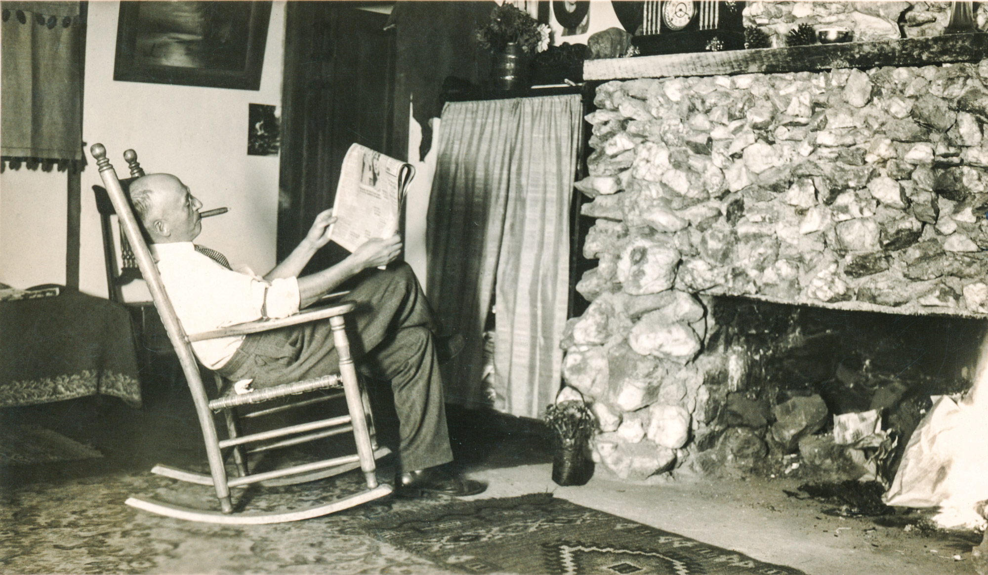 Dauth Family Archive - George Dauth Sitting By Idlewild Lodge Hearth