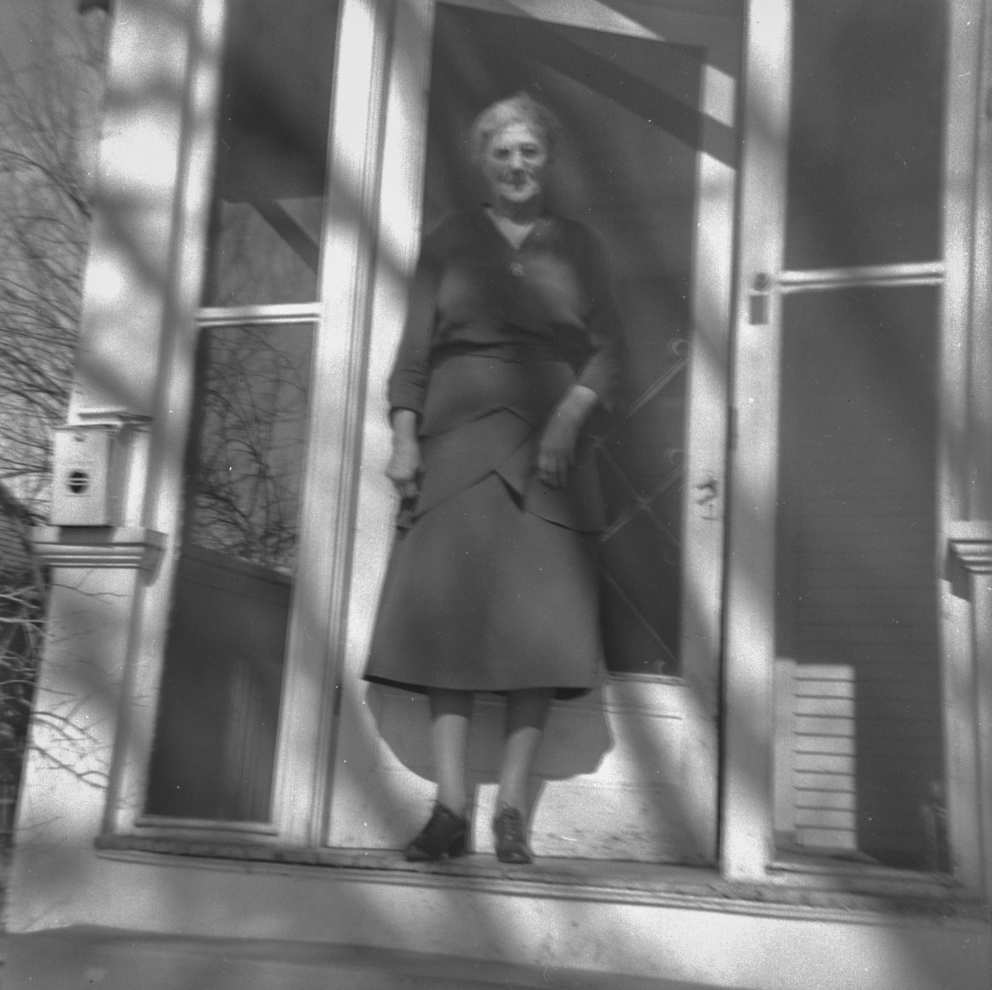 Dauth Family Archive - Florence Dauth at Front Door