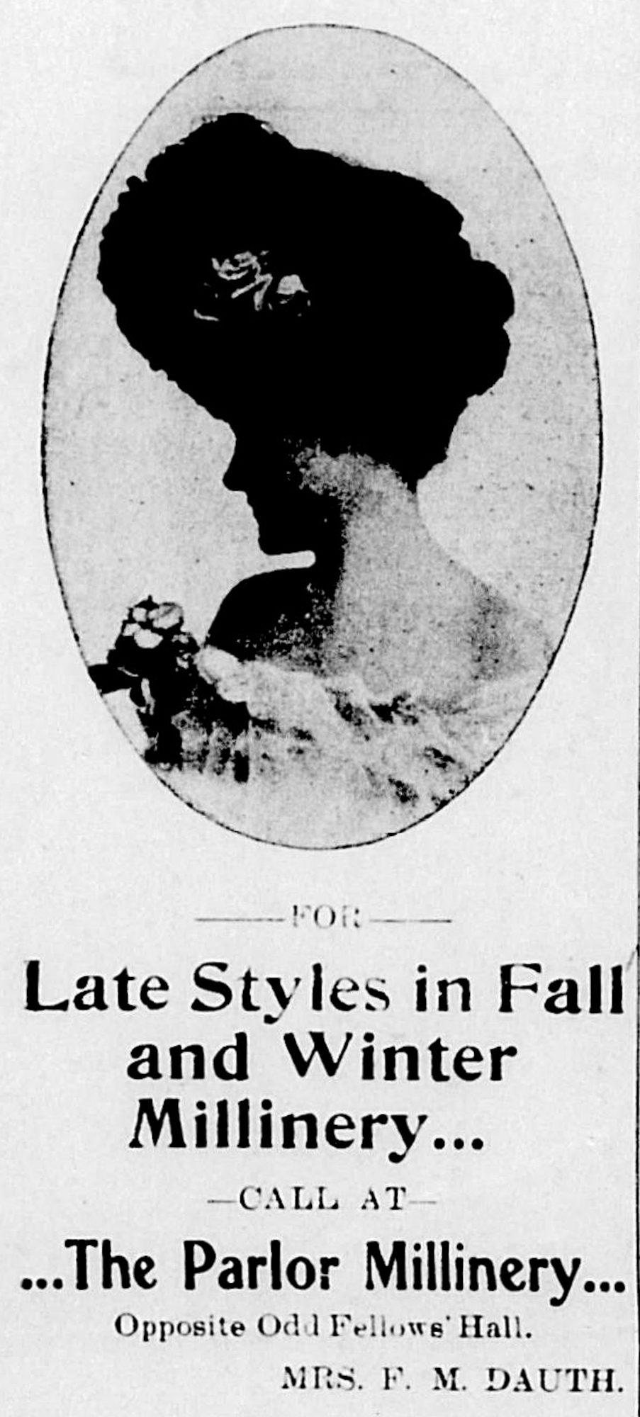 Dauth Family Archive - 1903-10-15 - The Greeley Tribune - Florence Dauth Millinery Advertisement