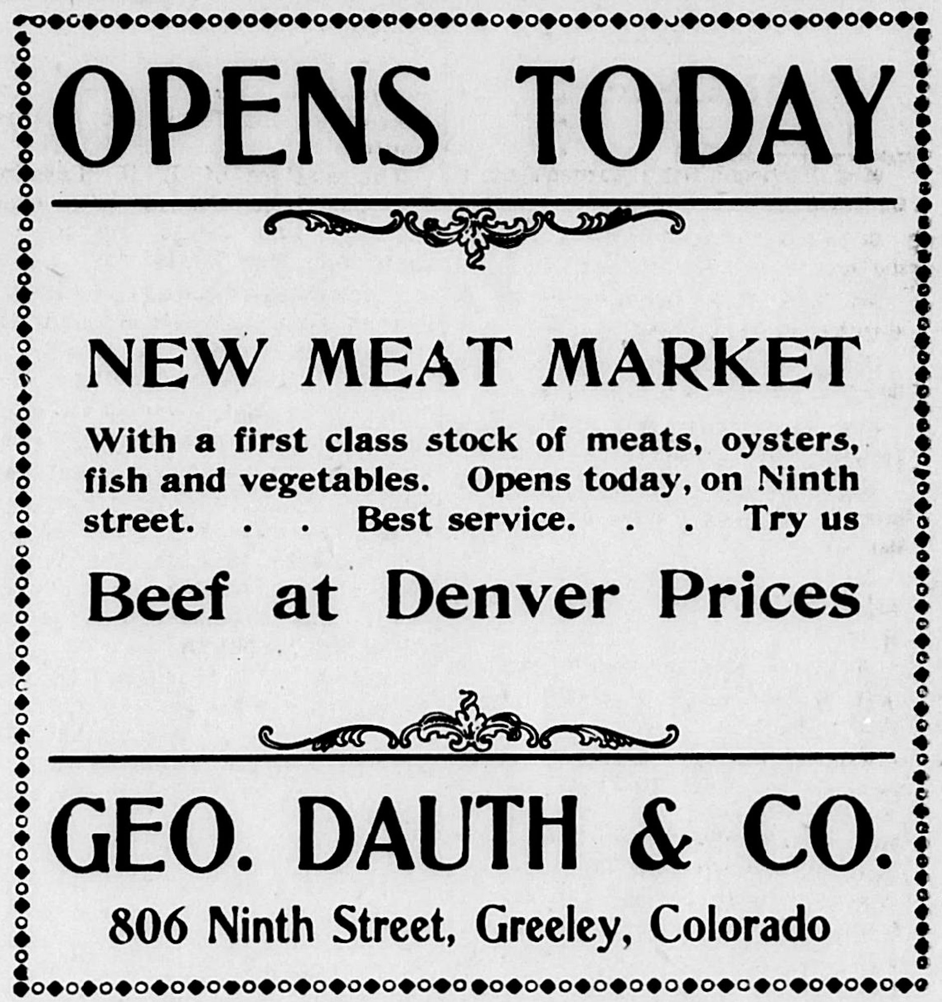 Dauth Family Archive - 1904-01-07 - The Greeley Tribune - George Dauth Store Advertisement