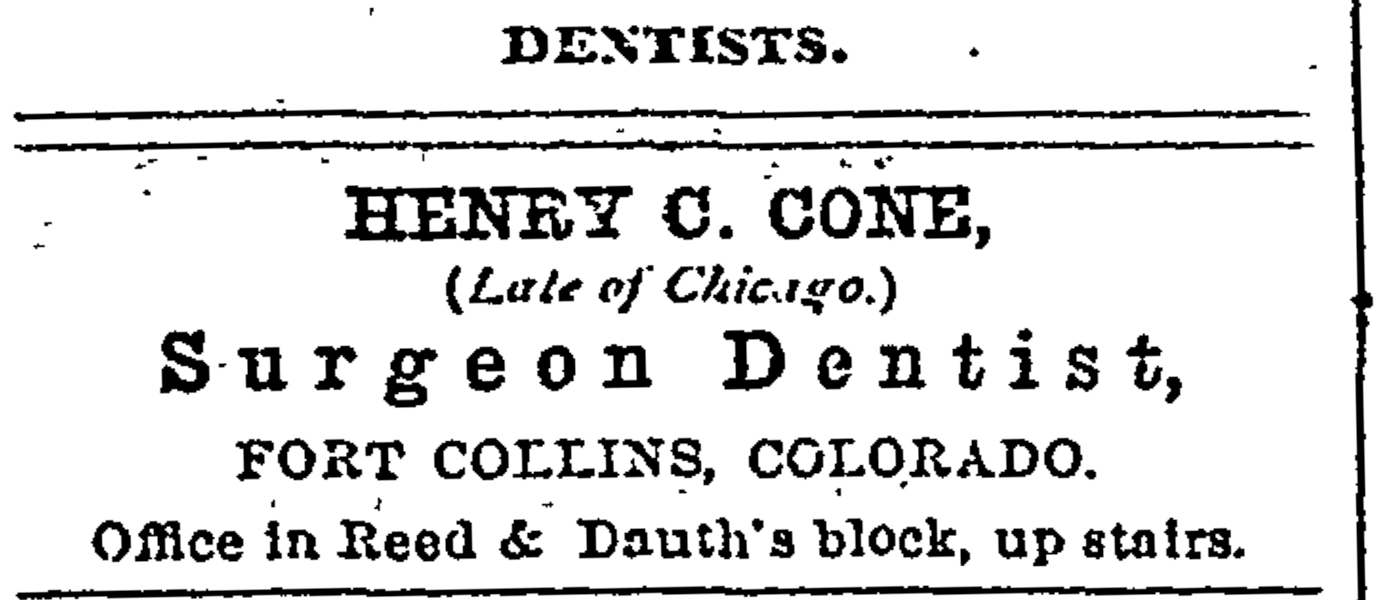 Dauth Family Archive - 1881-12-29 - Fort Collins Courier - Louis Dauth Reed-Dauth Block Surgeon Tenet
