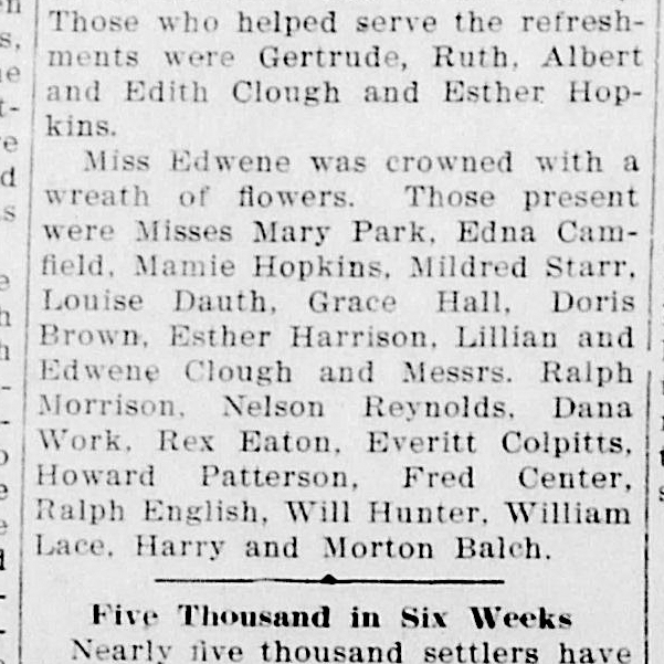 Dauth Family Archive - 1909-06-30 - The Greeley Tribune - Louise Dauth Attending Party