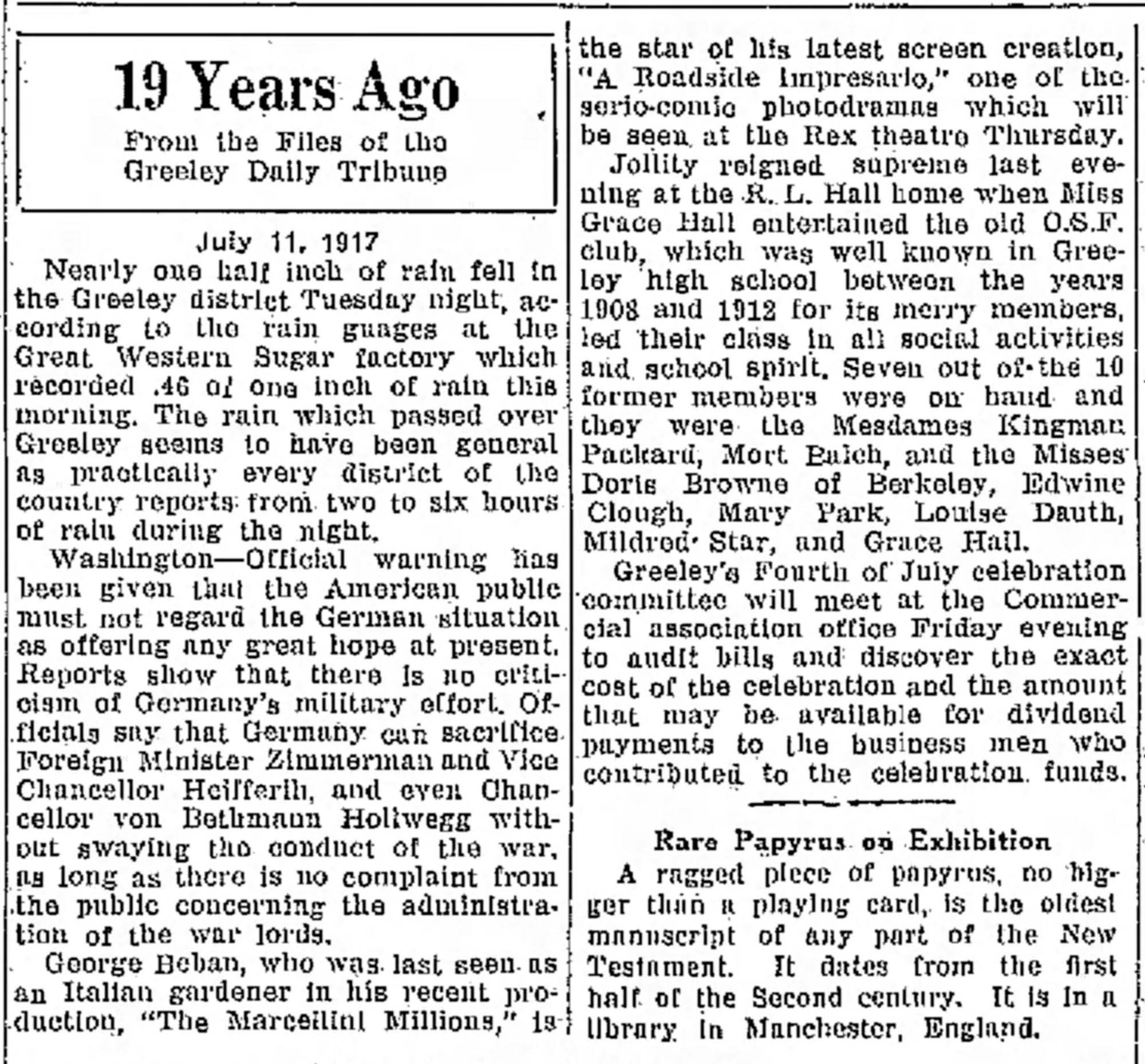 Dauth Family Archive - 1936-07-11 - Greeley Daily Tribune - Louise Dauth Attends O.S.F