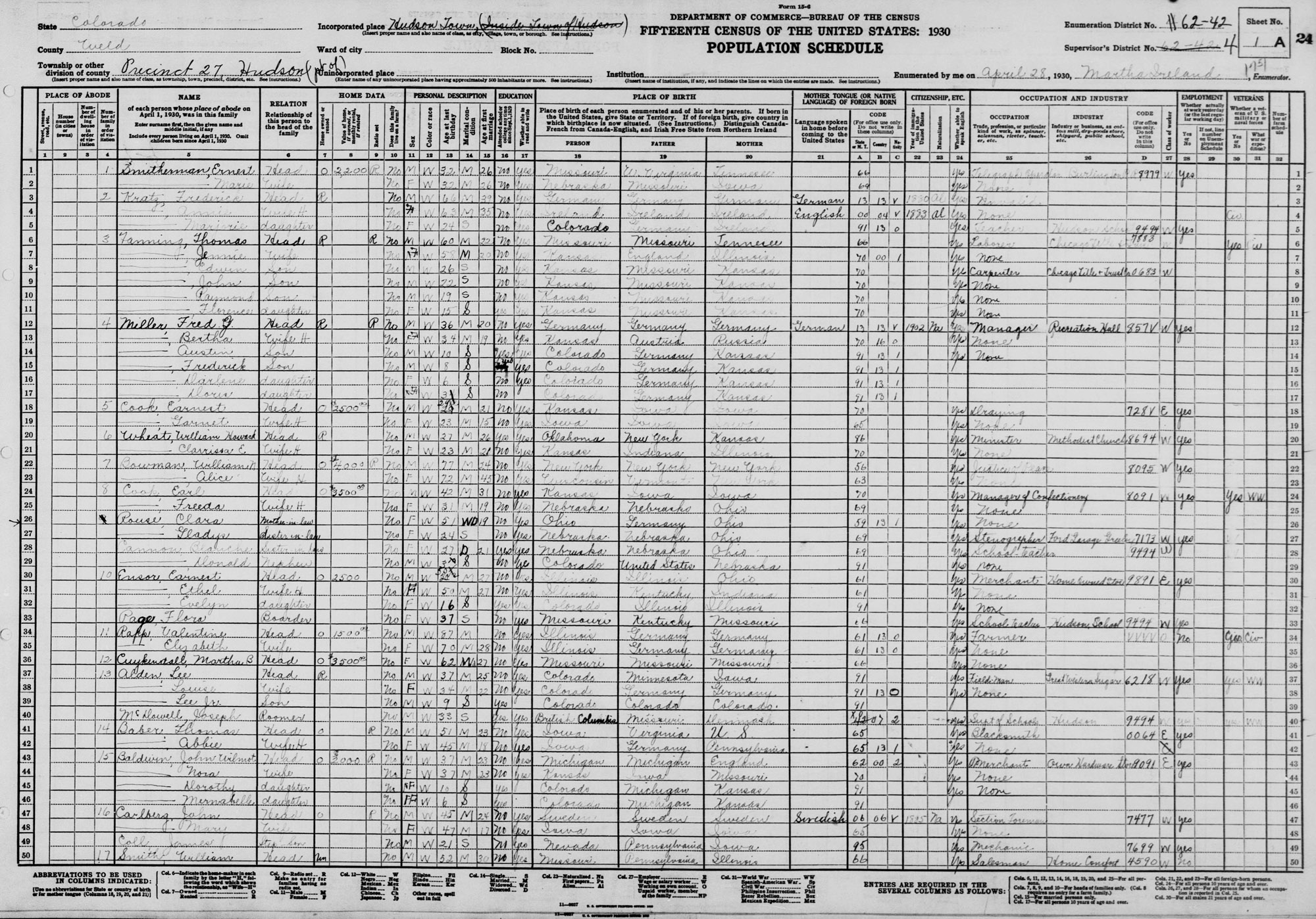 Dauth Family Archive - 1930 - Census - Louise Dauth Family