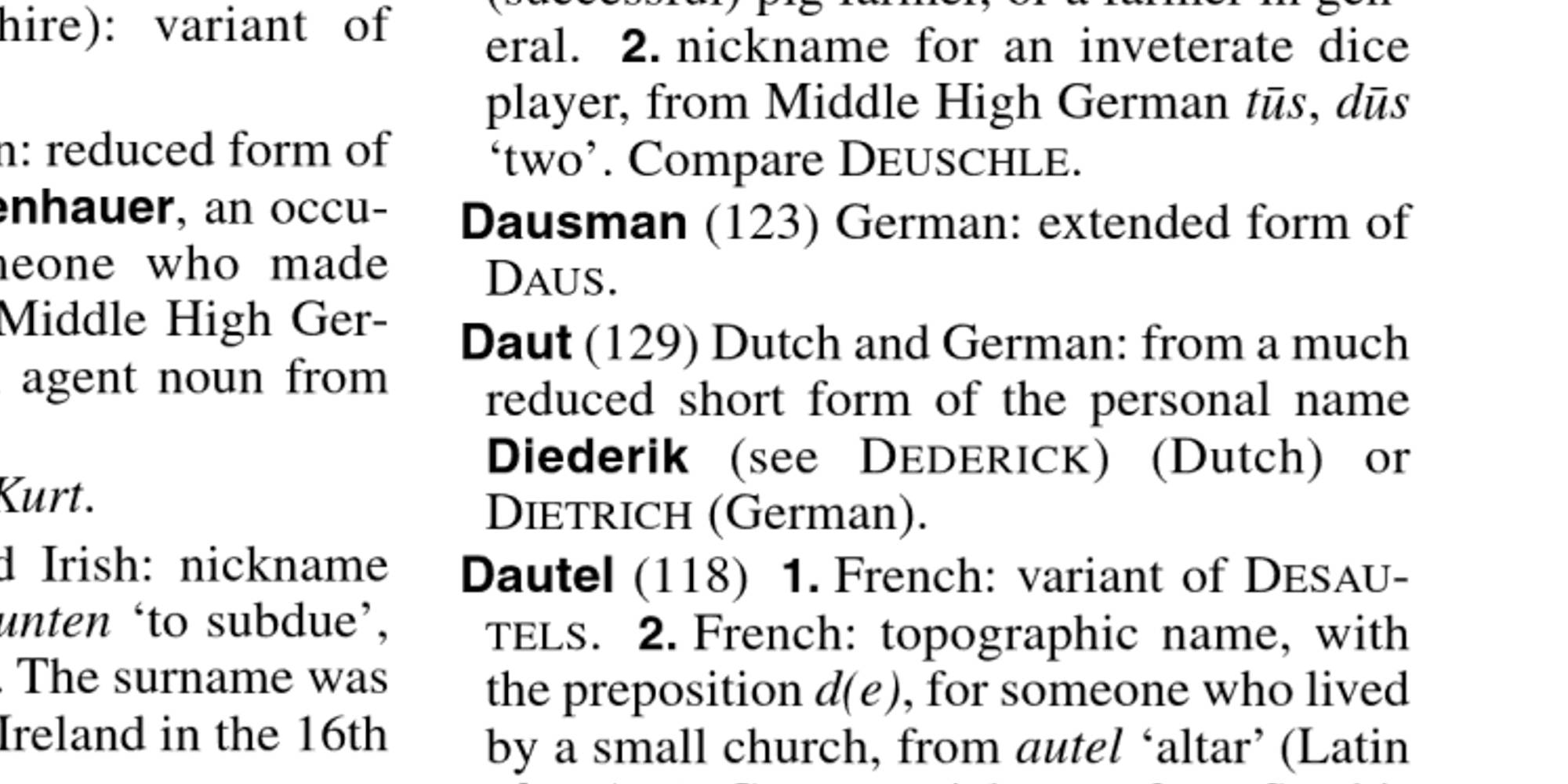 Dauth Family Archive - 2003 - Hanks-Patrick - Dictionary of American Family Names - Volume Set - Daut