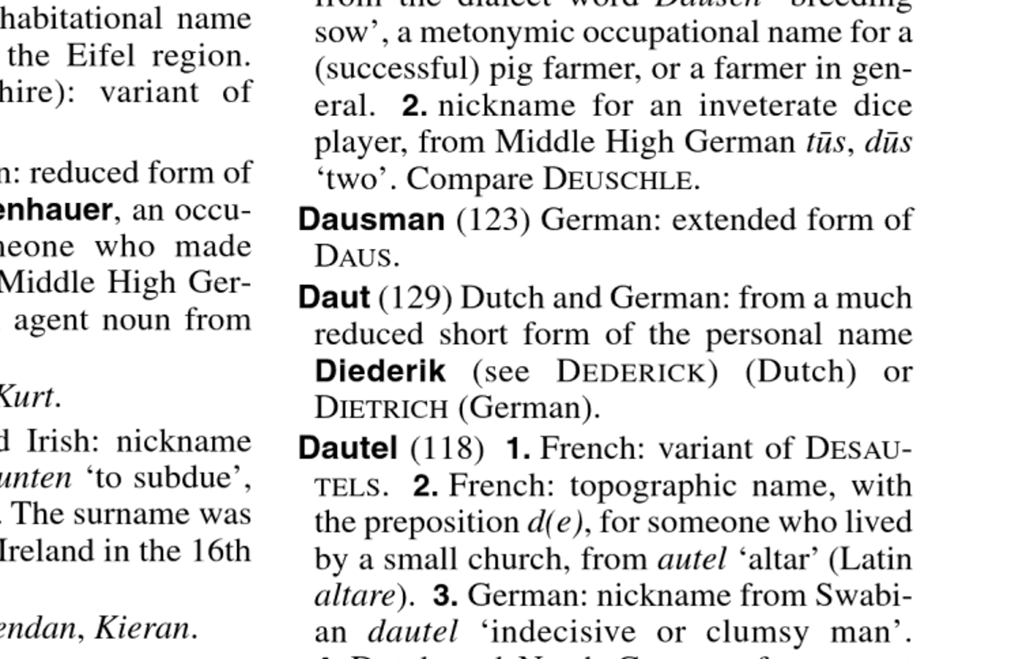 Dauth Family Archive - 2003 - Hanks-Patrick - Dictionary of American Family Names - Volume Set - Daut